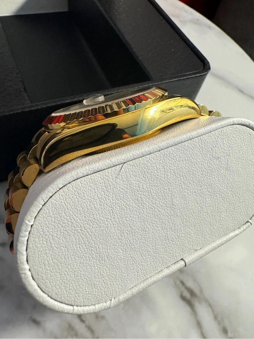 Custom Gold Day-Date Style 36mm Watch Black Dial